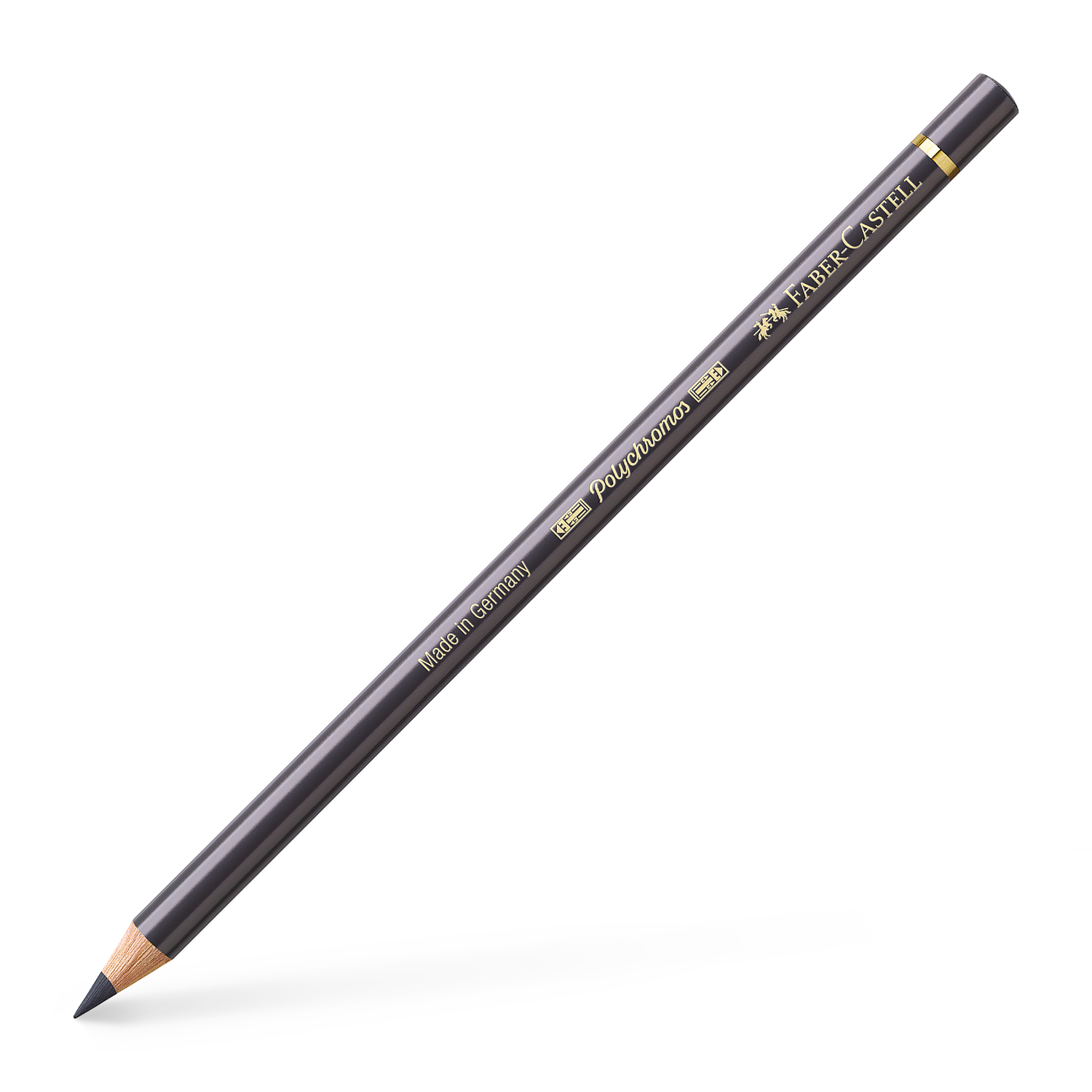Polychromos Farbstift von Faber Castell in warmem Grauton, ideal für präzises Zeichnen und Schattieren.