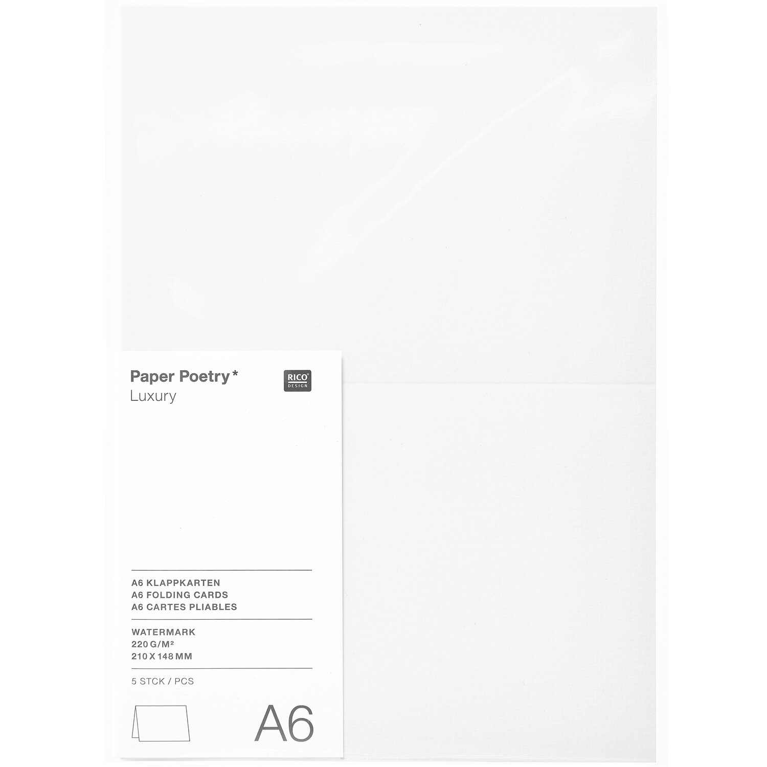 Paper Poetry Luxury Karten A6 5 Stück Farbe Weiß von Rico Design