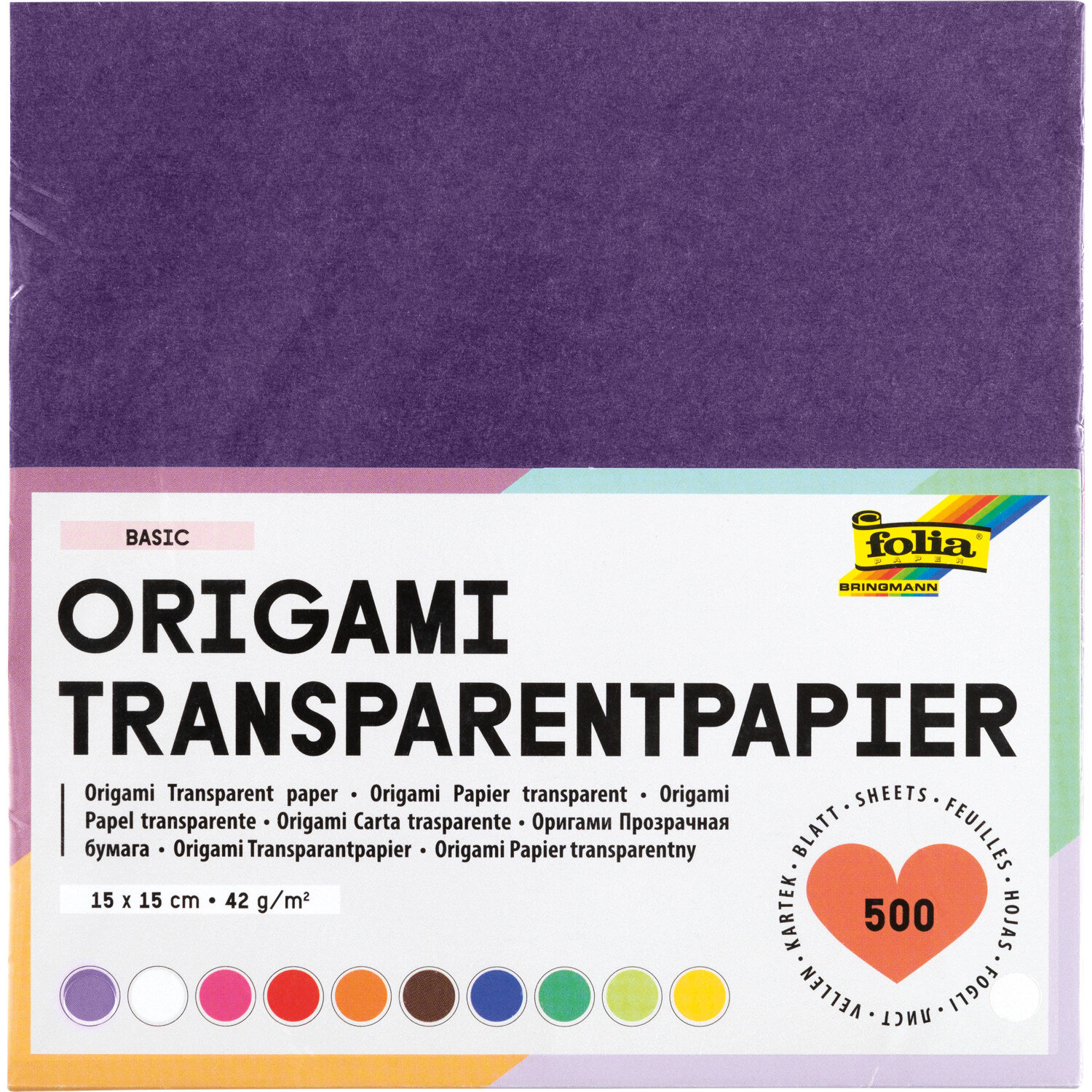 Transparentpapier Faltblätter mehrfarbig 15x15cm 500 Blatt von Max Bringmann 