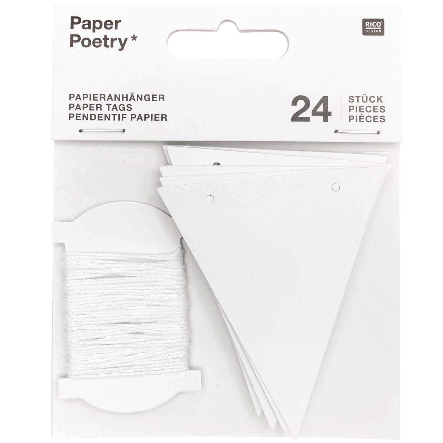 Papierwimpel weiß 6,5x7,5cm 24 Stück Papierwimpel weiß 6,5x7,5cm 24 Stück