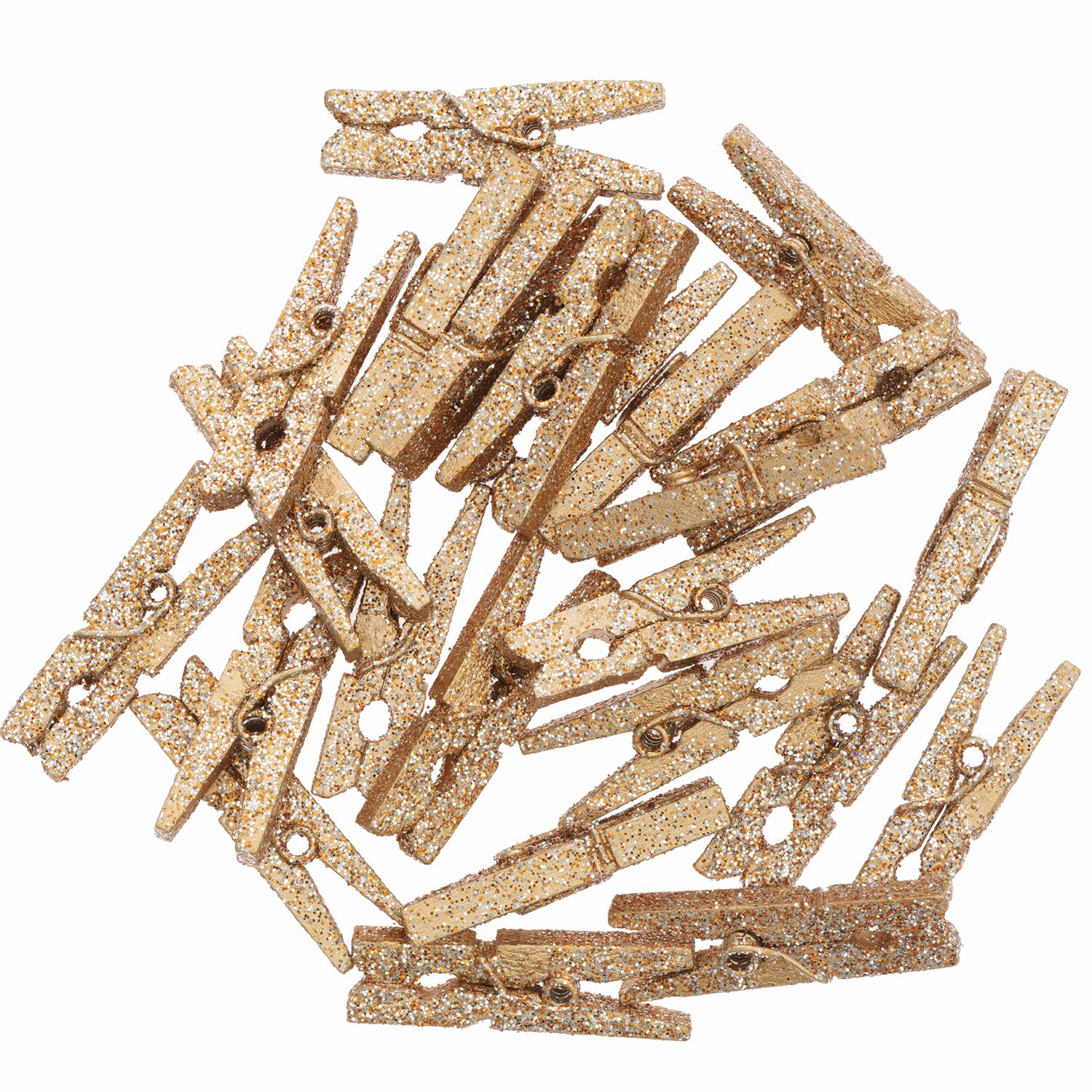 Holzklammern mit Glitter 4x30mm 24 Stück Farbe Gold von Rico Design