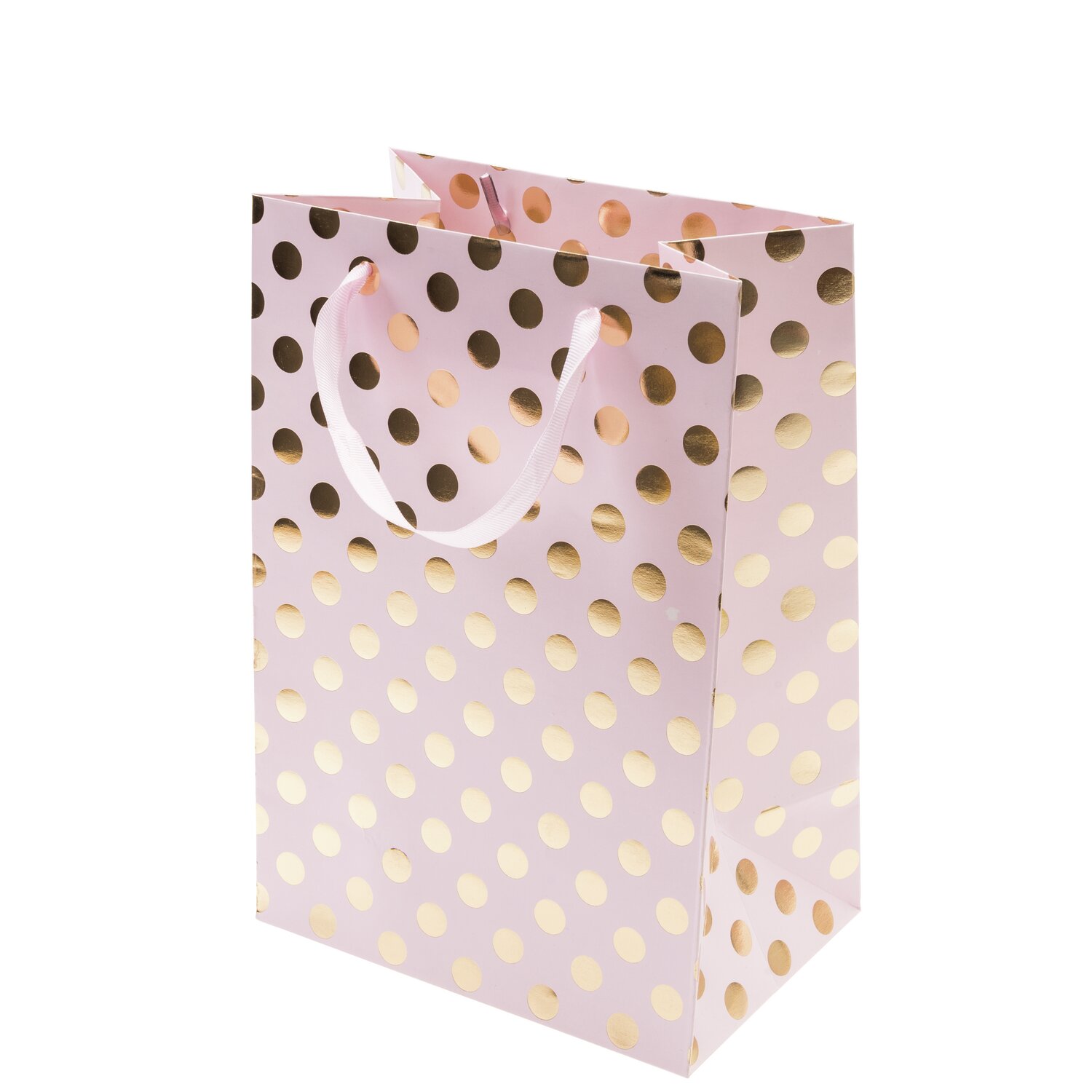 Geschenktüte rosa Punkte gold 18x26x12cm