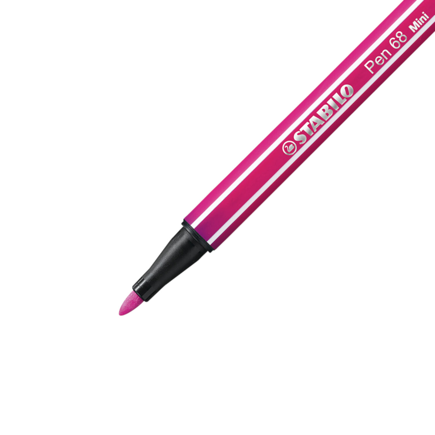 STABILO Pen 68 Mini Animal Vibes Set 8 Stück, pinker Filzstift mit feiner Spitze, weiße Streifendetails, ideal zum farbintensiven Markieren und Gestalten