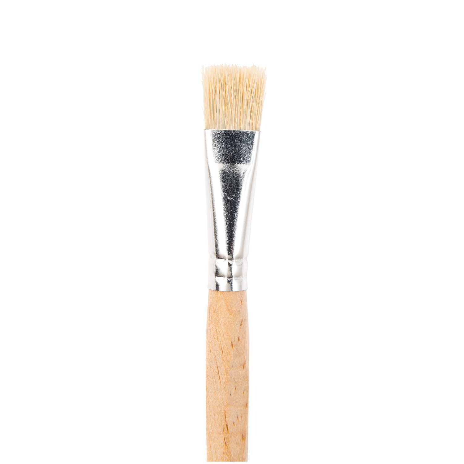 Pinsel Hobby Borste Ergonomic flach mit hellem Holzgriff und flacher, heller Borste. Ideal für präzises Malen und kreative Projekte.
