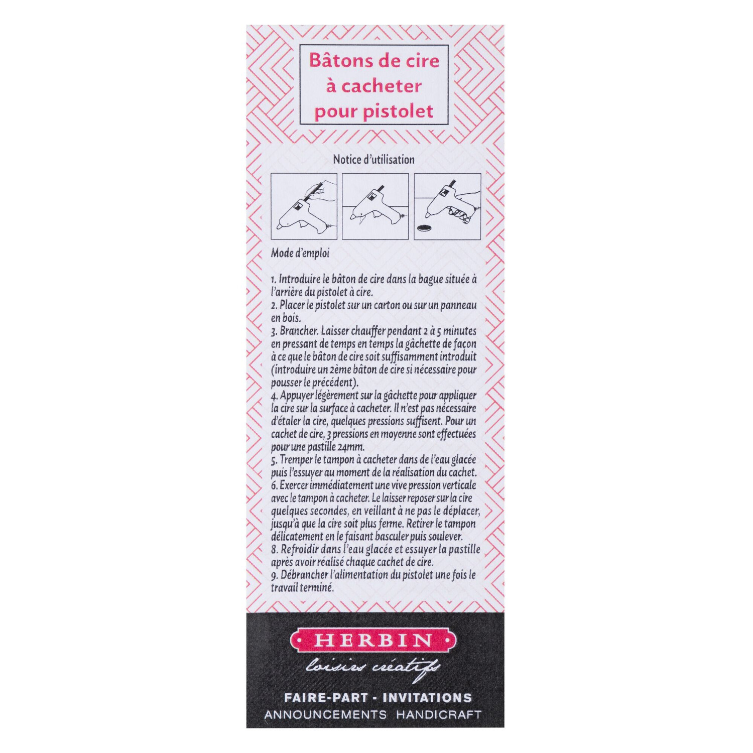 Siegelwachs Stangen, 6-teilig, in Gold von Herbin. Anleitung und Illustrationen auf der Verpackung. Ideal für Einladungen und Handwerk.