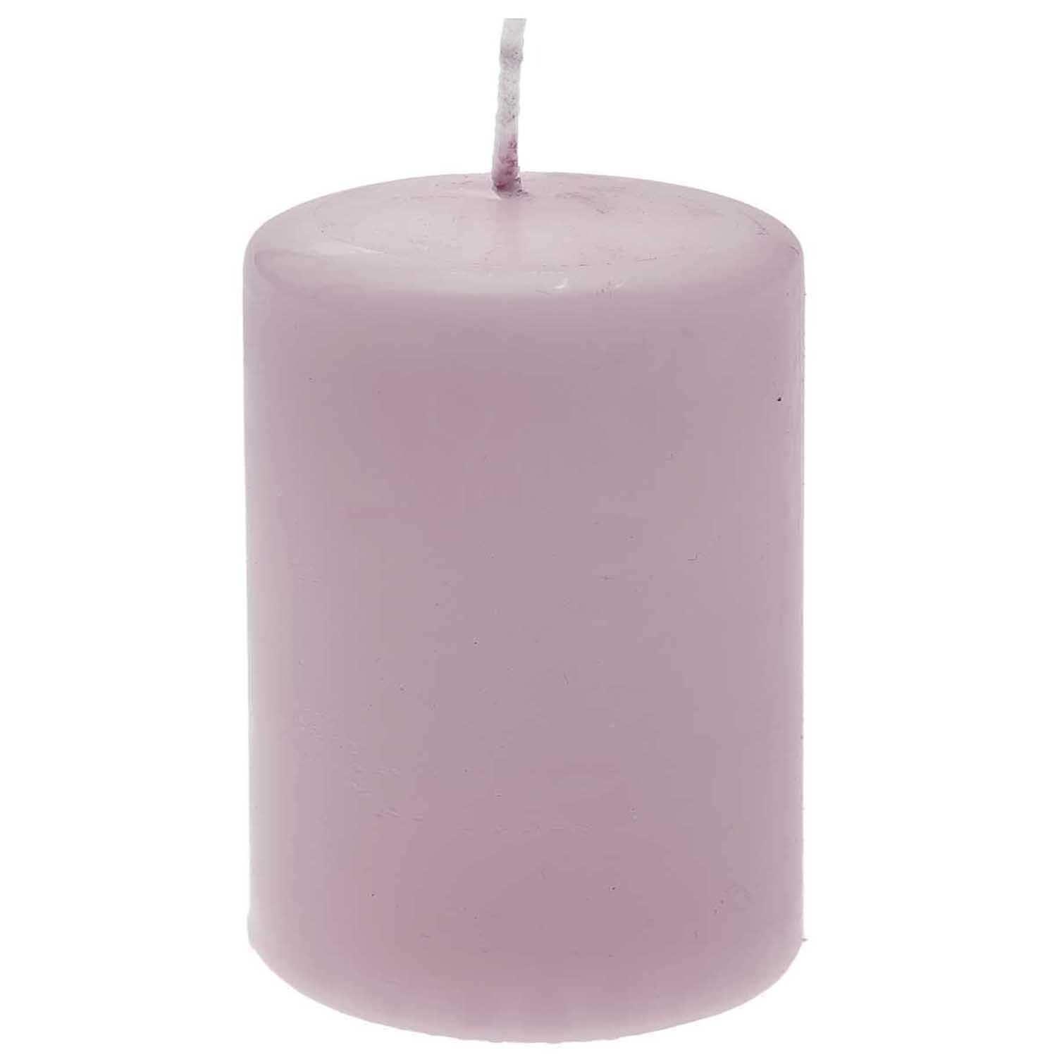 Flachkopfstumpenkerze 12x6cm in zartem Rosa von Kopschitz, ideal für elegante Dekorationen.