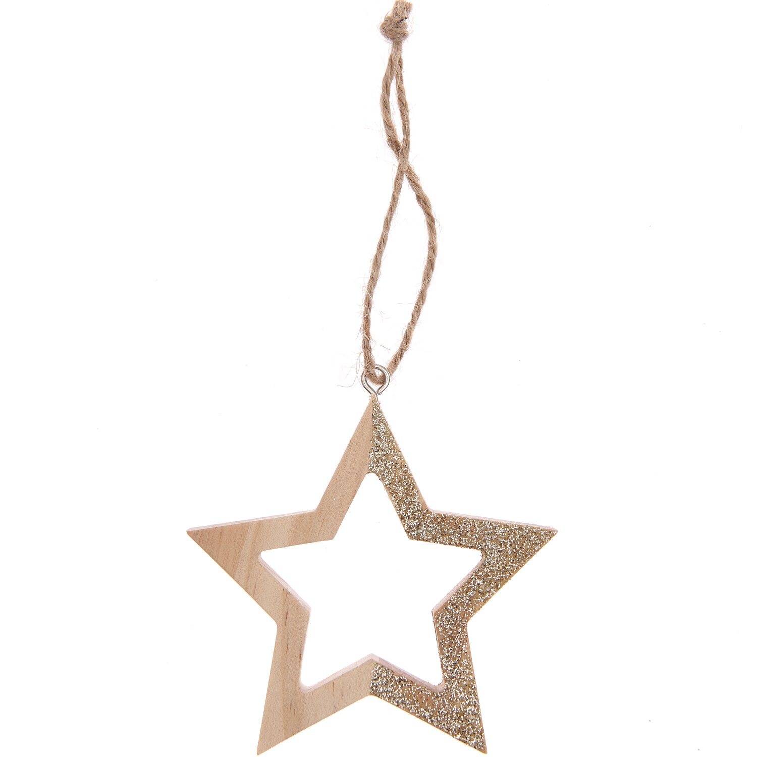 Holzhänger Stern 8x8x1cm aus Natur-Gold von Rico Design, ideal als festliche Dekoration.