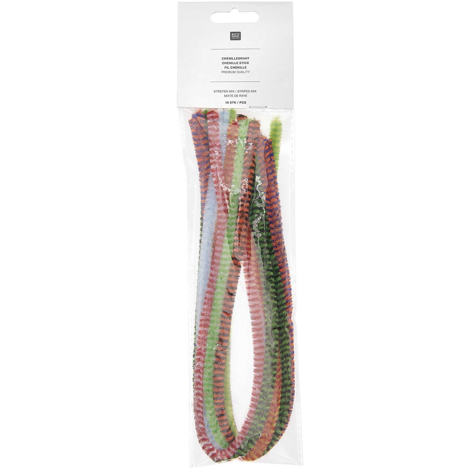 Chenilledraht-Mix 50cm 10 Stück Streifen Mix Chenilledraht-Mix 50cm 10 Stück Streifen Mix