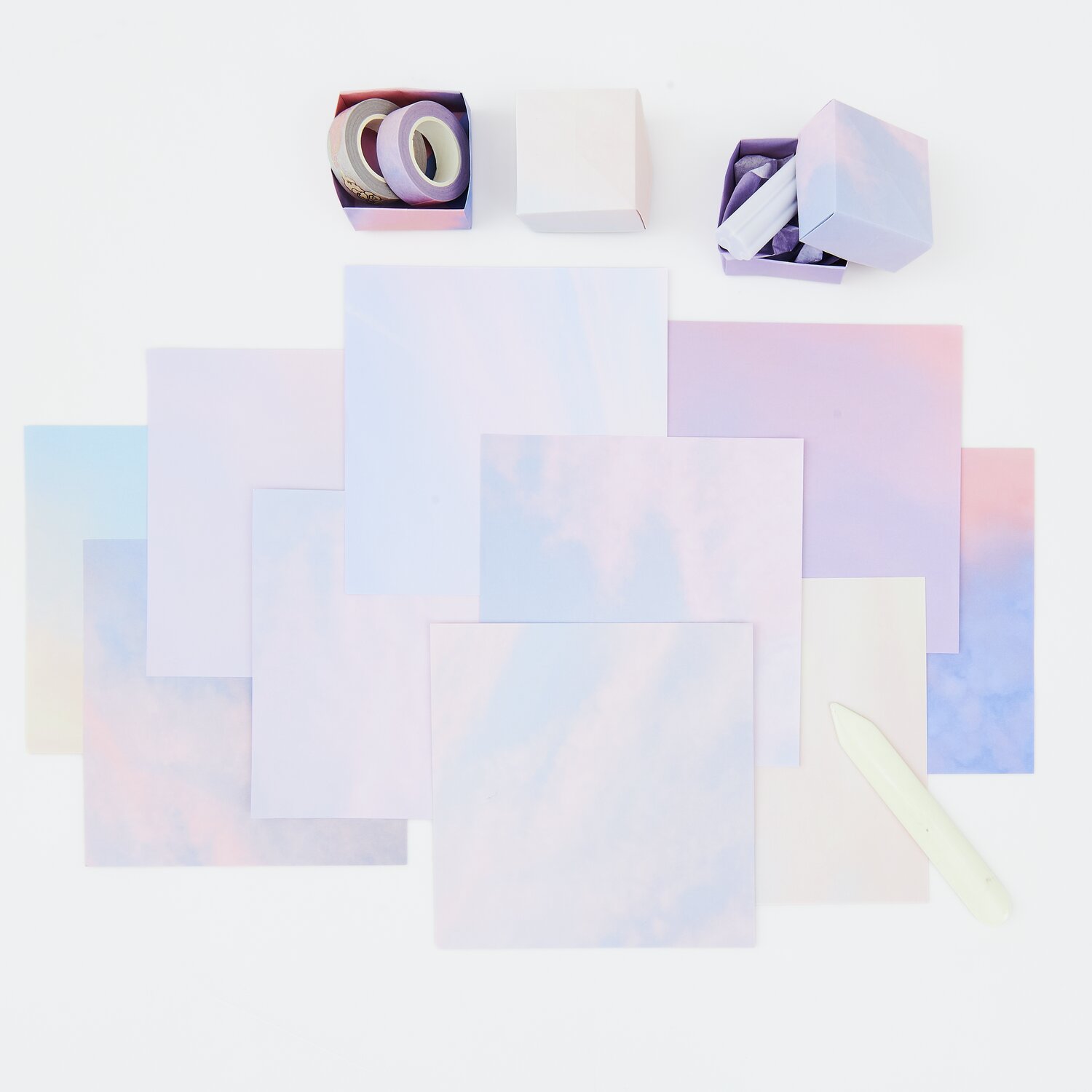 Paper Poetry Origamipapier The Sky is the Limit zeigt pastellfarbene Blätter und Tape Set.