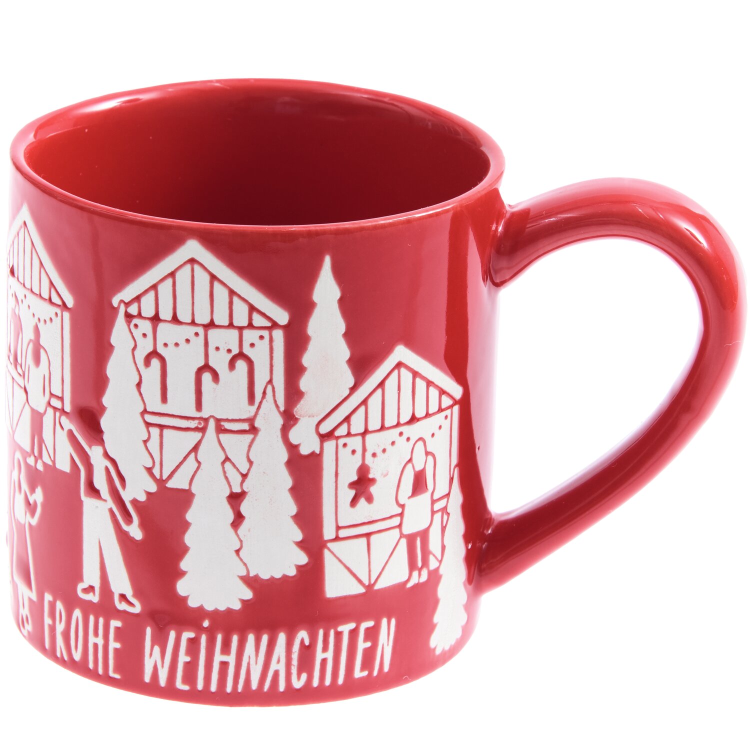 Porzellan Tasse Weihnachtsmarkt mit festlichem Design, Ø7,5x7,5cm. Ideal für Weihnachtsstimmung.