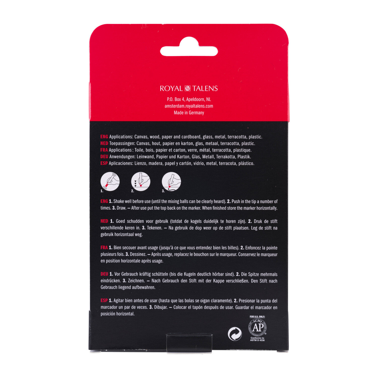 Acrylic Marker Set Basis 4 Stück von Royal Talens