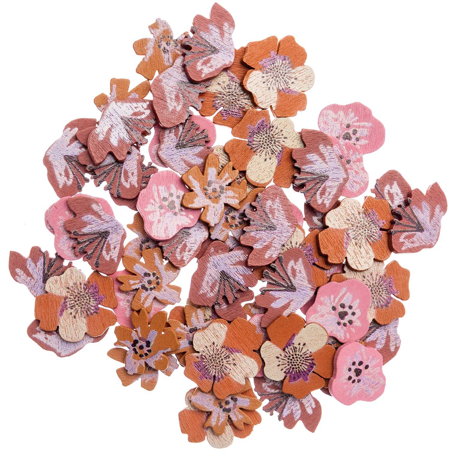 Holzstreu Blüten Mix 48 Stück Holzstreu Blüten Mix 48 Stück