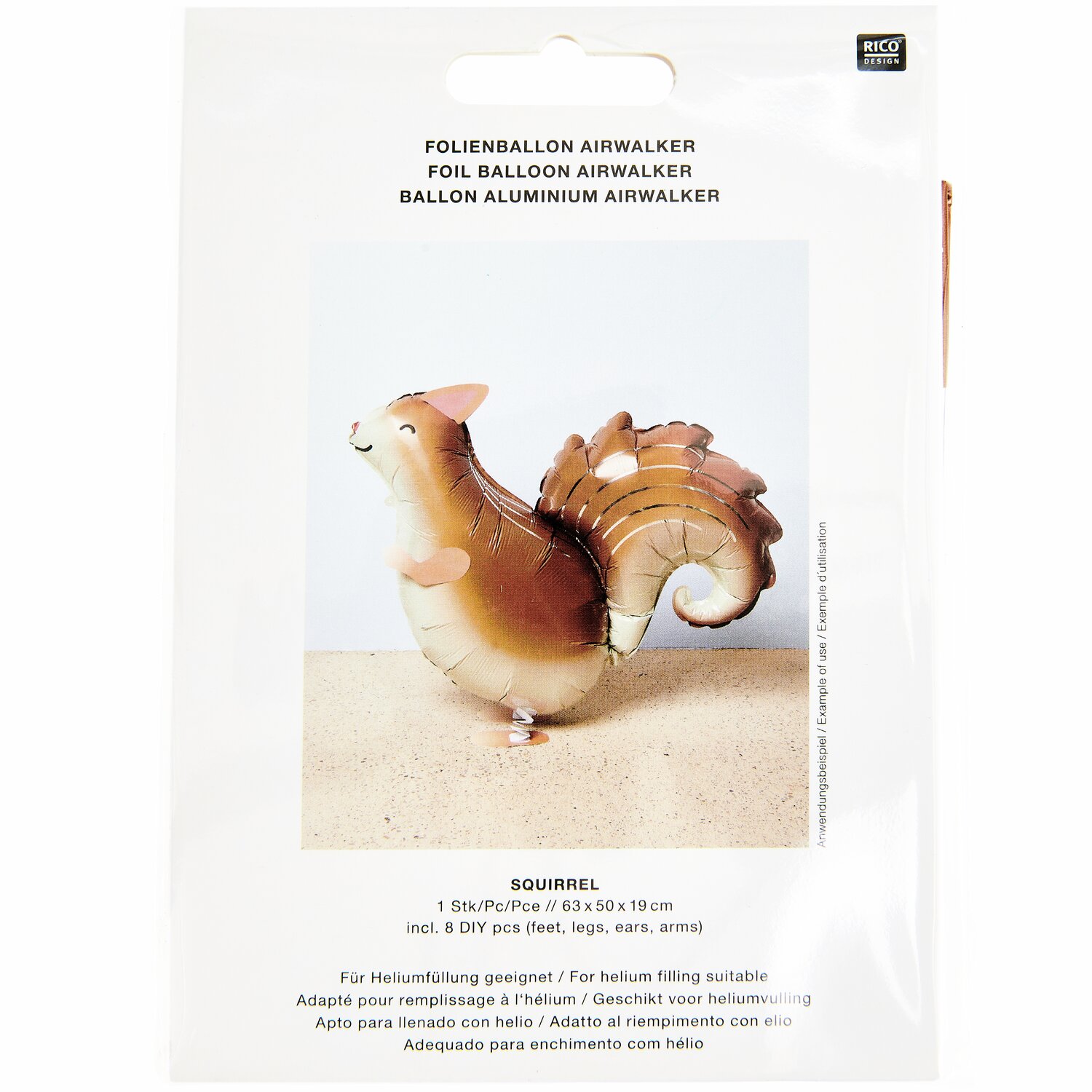 Folienballon Airwalker Eichhörnchen 63x50x19cm von Rico Design