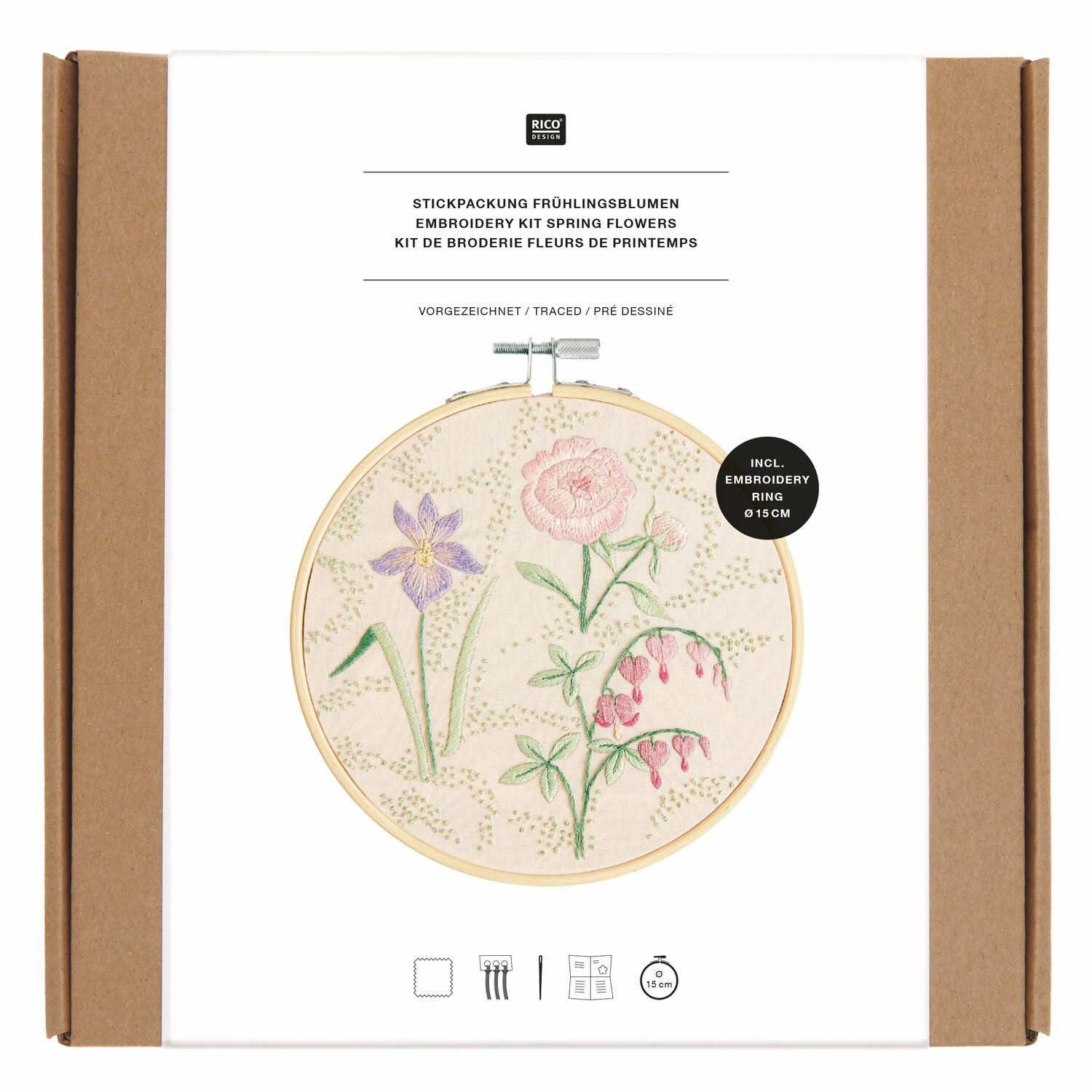 Stickpackung Weihnachtsbaum vorgezeichnet Ø15cm von Rico Design