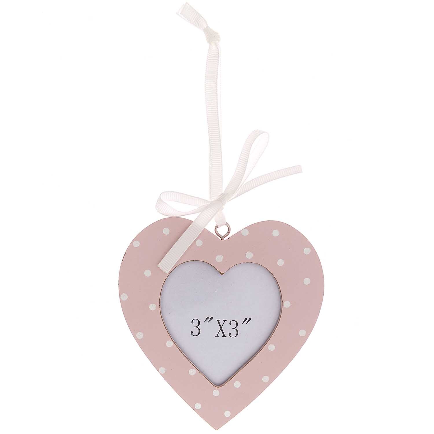 Bilderrahmen herzförmig gepunktet rosa 10,5cm von idee. Creativmarkt 