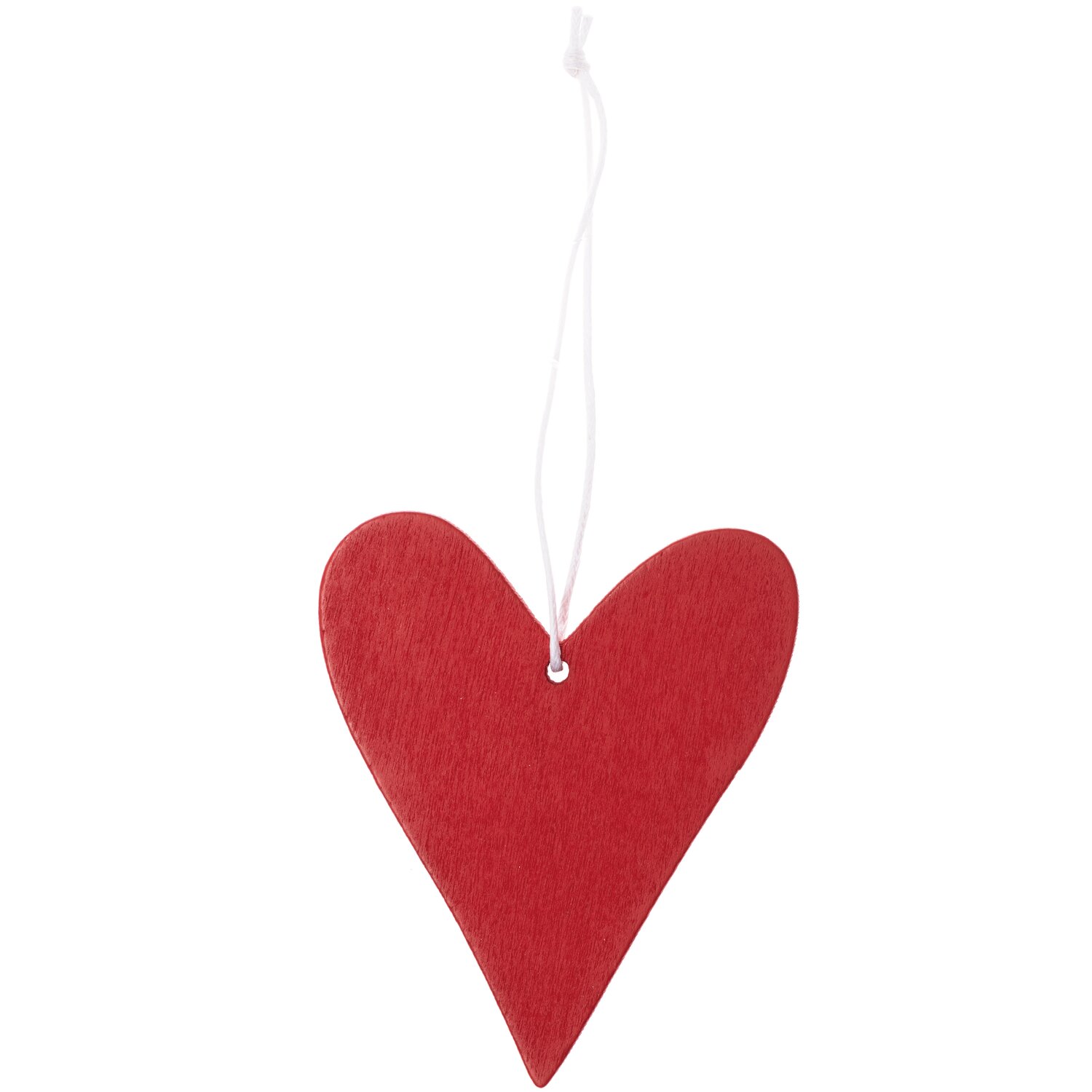 Holzhänger Herz rot: Dekorativer Herzanhänger aus Holz in kräftigem Rot, ideal für kreative Bastelprojekte.