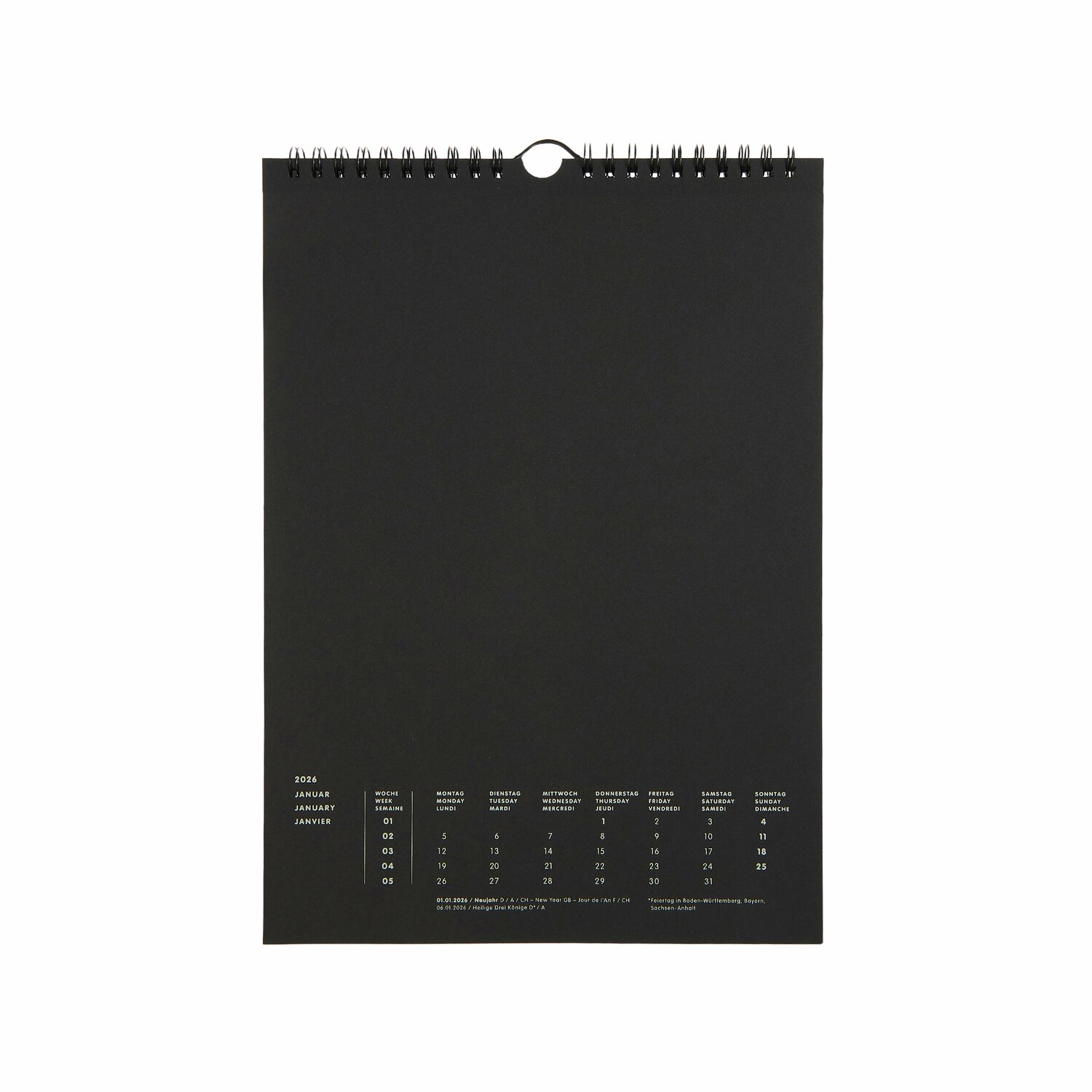 Bastelkalender 2026 A4 Farbe Schwarz von Rico Design