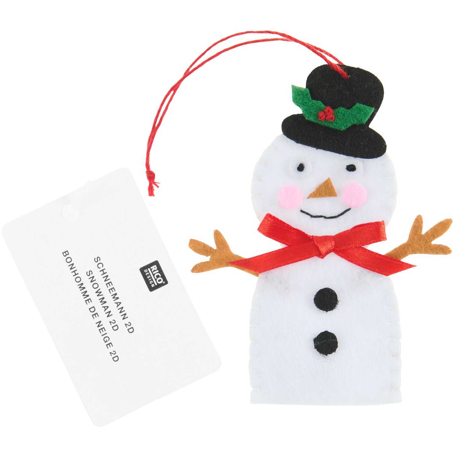 Aufhänger Filz-Schneemann flach Weiß 8,2x6,4x0,4cm von Rico Design