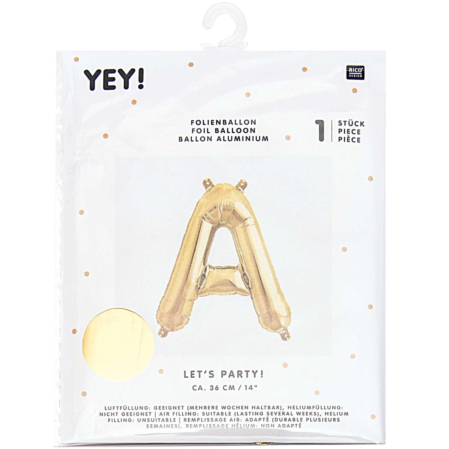 Folienballon Buchstabe gold 36cm Folienballon Buchstabe gold 36cm