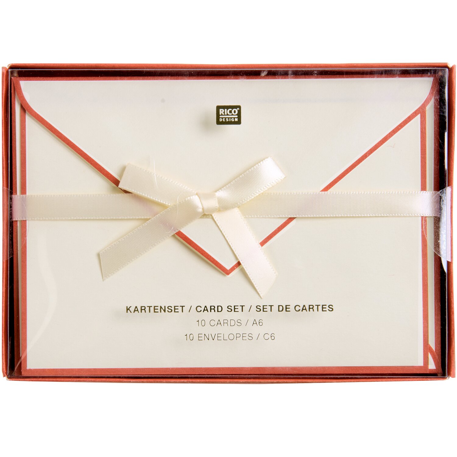 Premium Kartenset Creme C6 16,2x11,4cm Farbe Creme/Rot von Rico Design