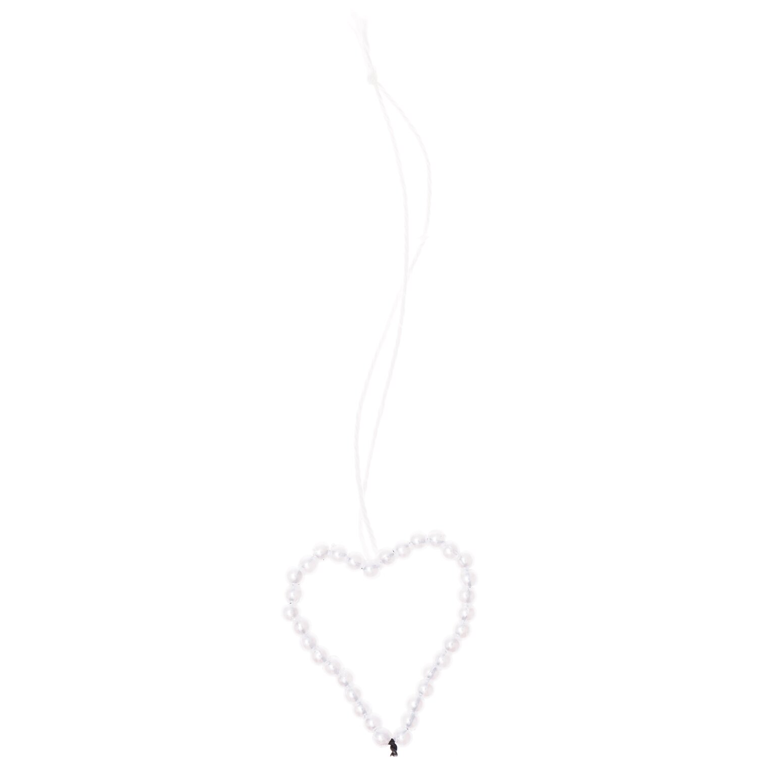 Perlenhänger Herz klein perlmutt: Weißer Herzanhänger aus Perlen, 25x30mm, von Rico Design. Ideal für Dekorationen und Geschenke.