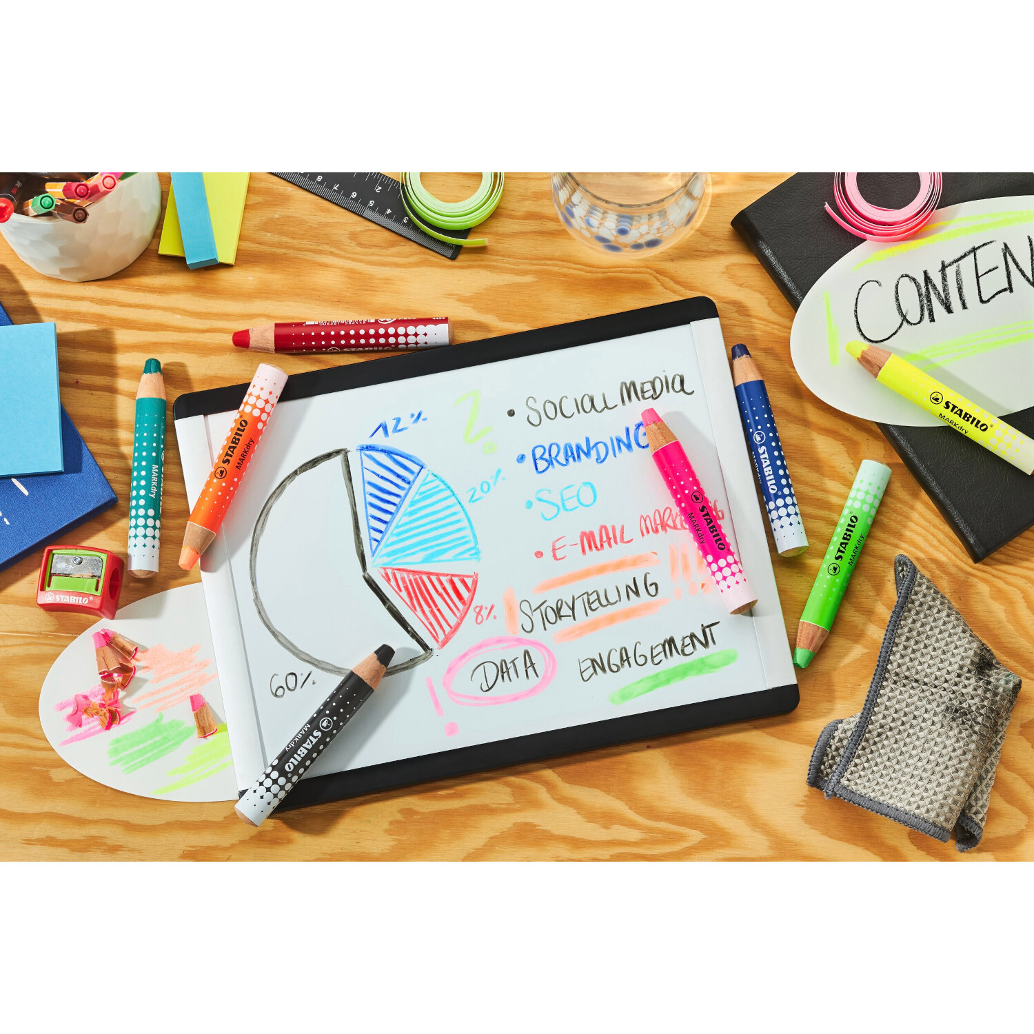 Markdry Neon Set inkl. Spitzer und Tuch von STABILO International 