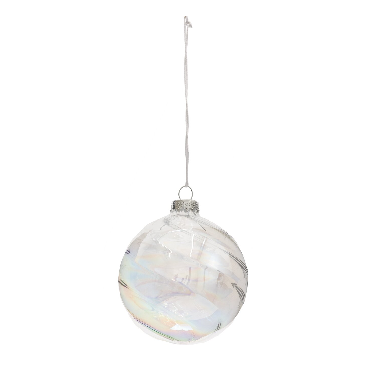 Baumschmuck Glaskugel klar-irisierend: Transparente Kugel von Rico Design mit schimmerndem Effekt, ideal für festliche Dekorationen.