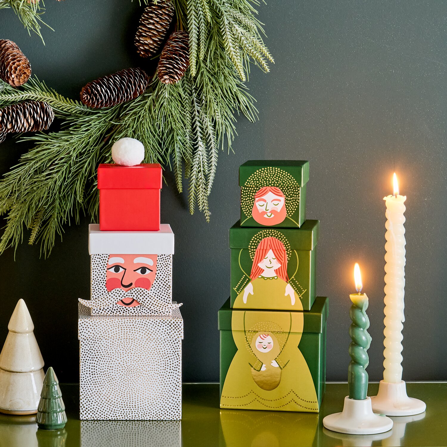 Geschenkboxen Set Advent Weihnachtsmann 3 Stück von Rico Design