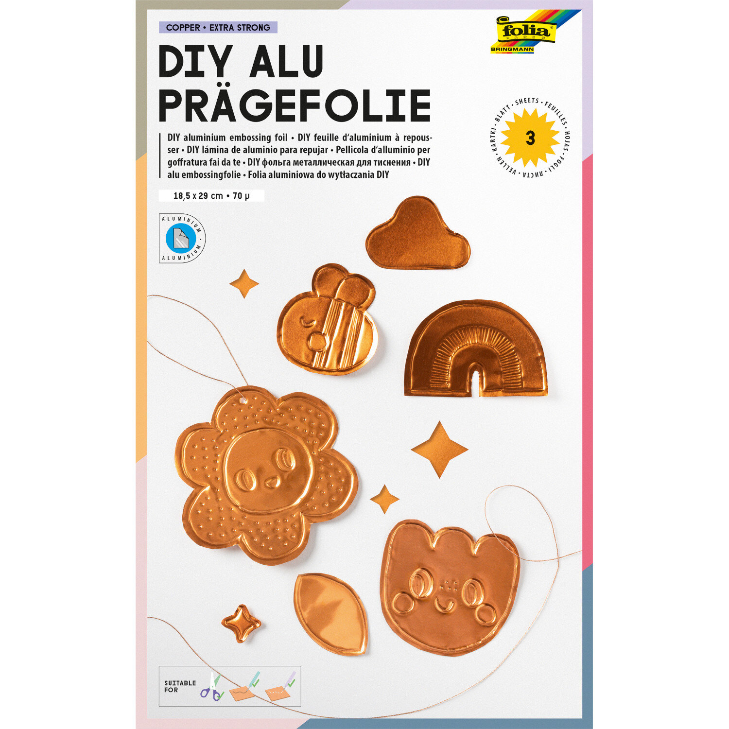 Prägefolie 18,5x29,5cm 3 Bogen Farbe Kupfer von Max Bringmann 
