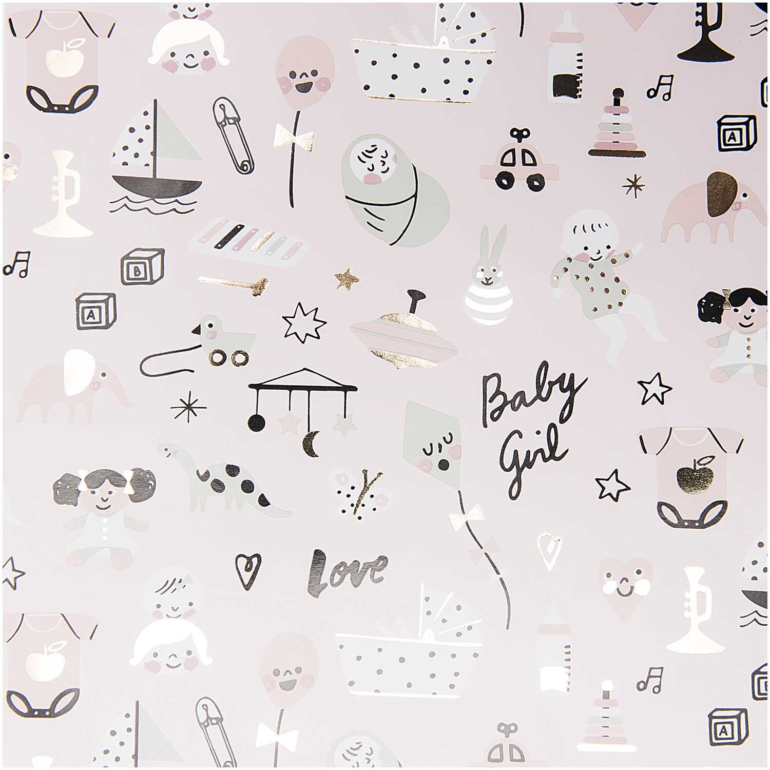 Paper Poetry Geschenkpapier Hello Baby Mädchen 70cm 2m Hot Foil Paper Poetry Geschenkpapier Hello Baby Mädchen 70cm 2m Hot Foil