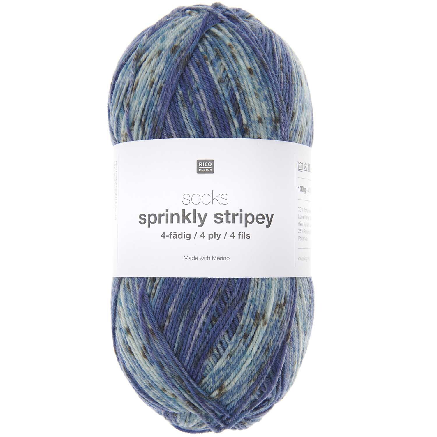 Rico Design Socks Sprinkly Striply 4-fädig Aqua