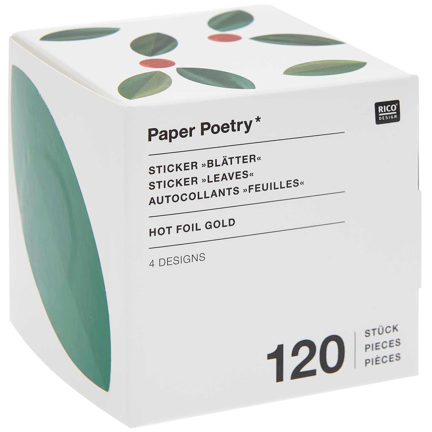 Paper Poetry Sticker Blätter 5,5cm 120 Stück auf der Rolle von Rico Design