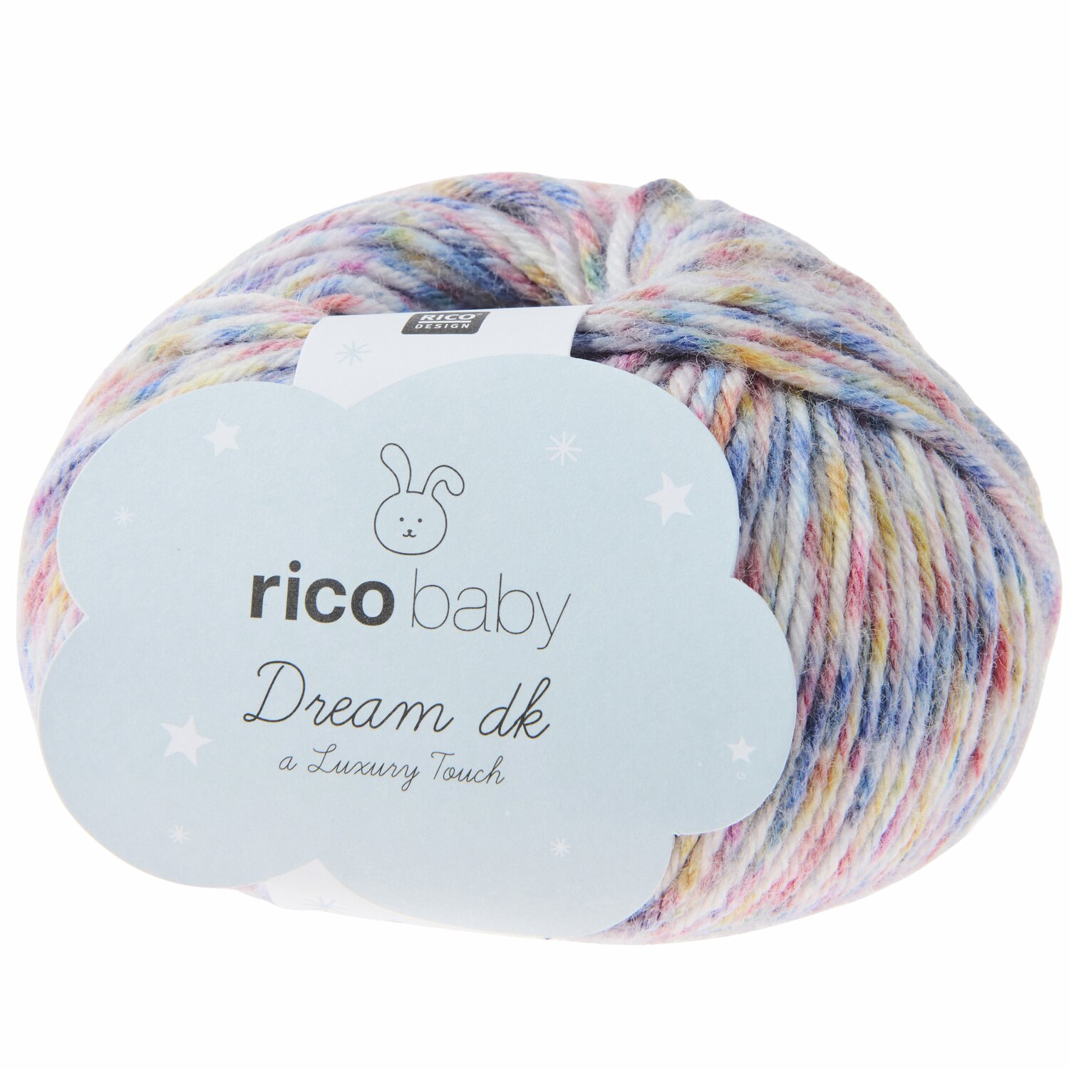 Rico Baby Dream dk A Luxury Touch: Weiches, buntes Garnknäuel, ideal für Babyprojekte.