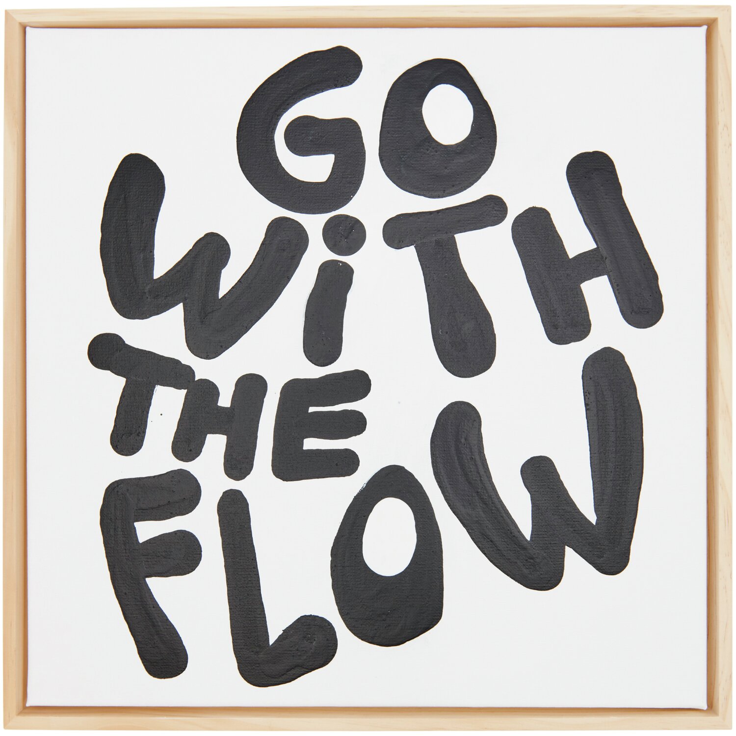 Squeeze Acrylic Marker 60ml: Schwarze Schrift "Go with the Flow" auf weißem Hintergrund, gerahmt.