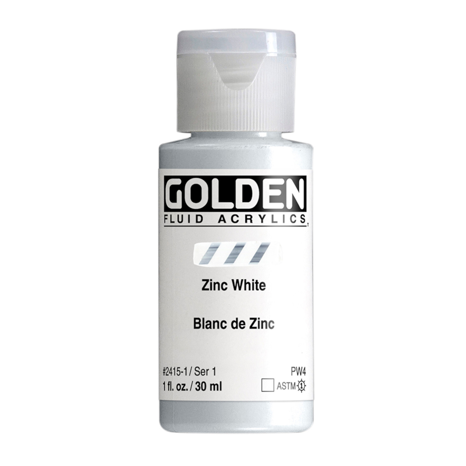 Golden Fluid Acrylfarbe, Zinkweiß, 30ml Flasche. Hochwertige, flüssige Acrylfarbe für Künstler.