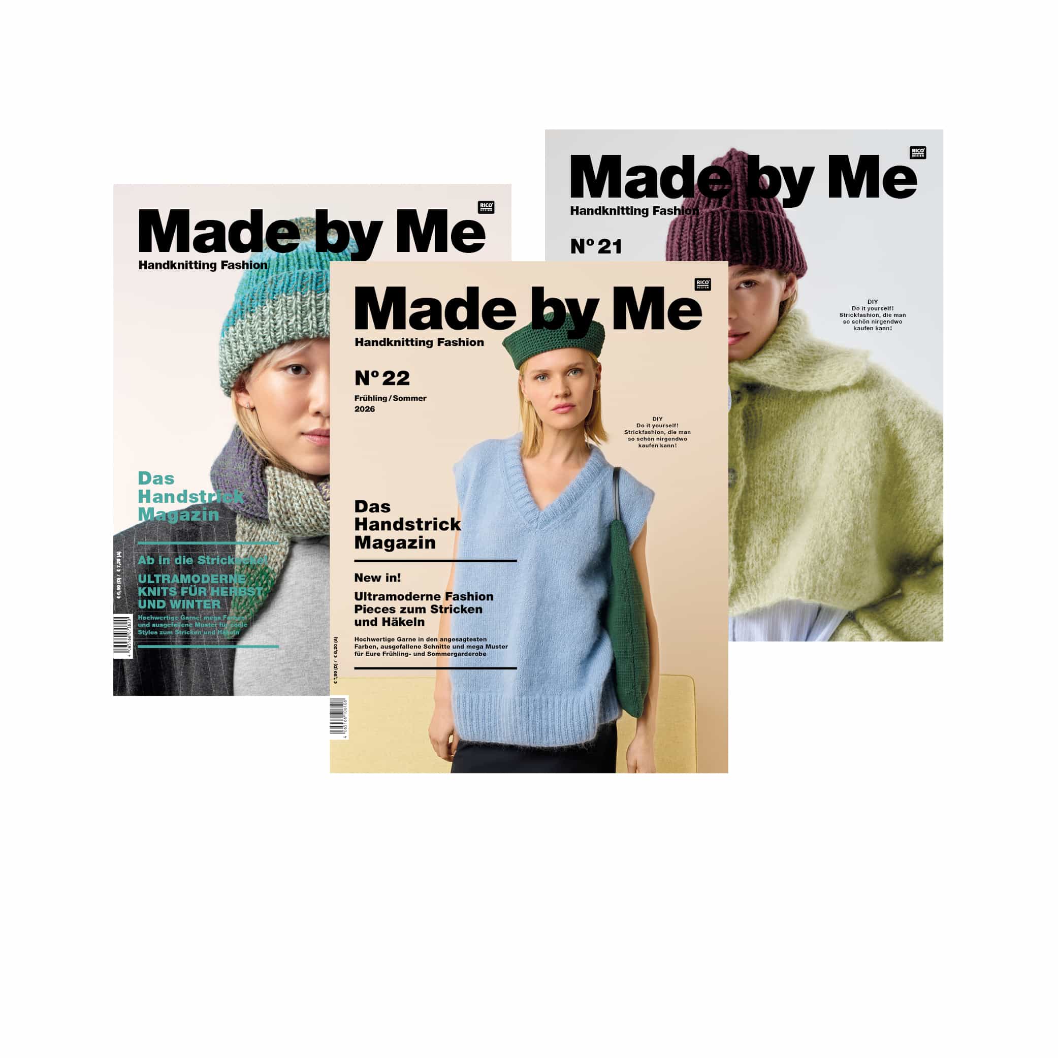 Verschiedene Ausgaben des Handstrick Magazins Made by Me