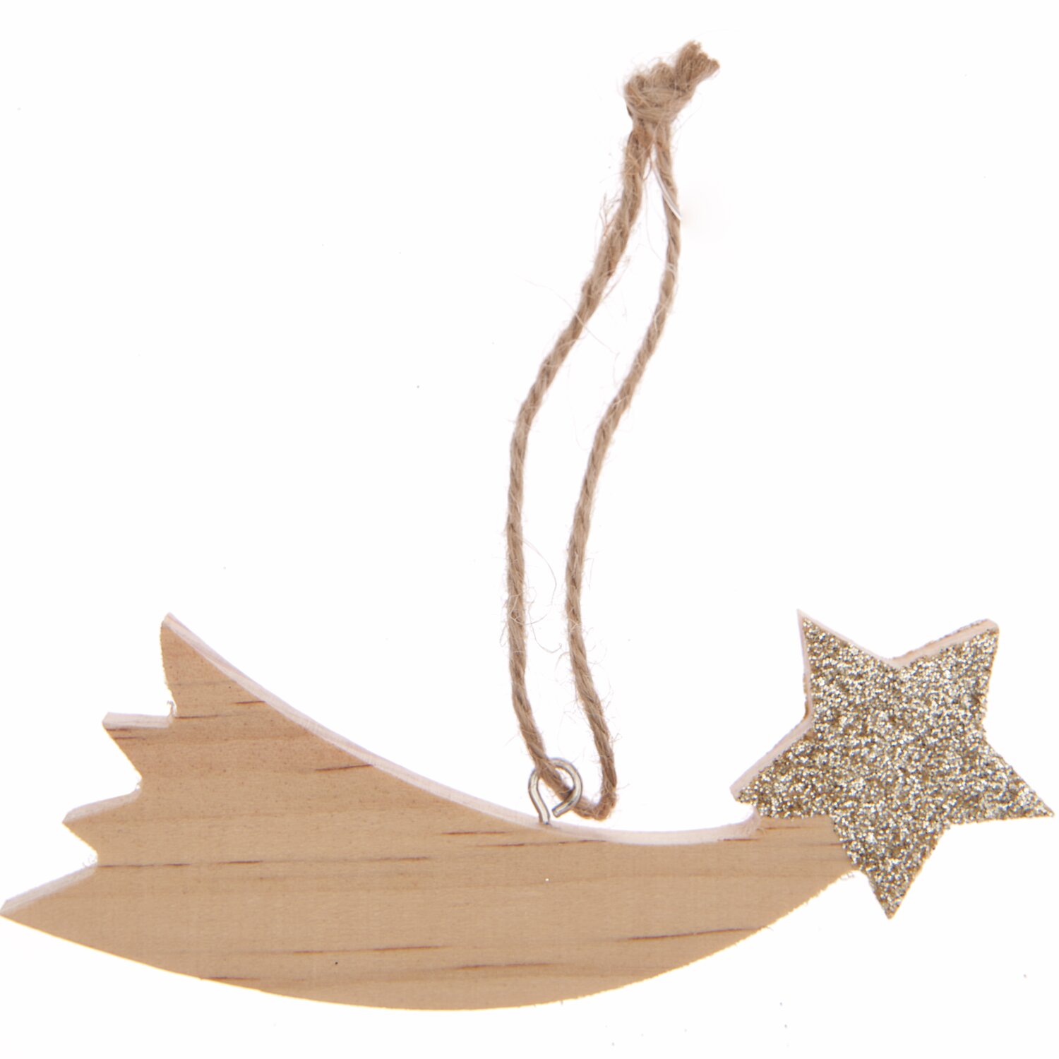 Holzhänger Sternschnuppe 11,5x5,5x1cm Farbe Natur-Gold von Rico Design