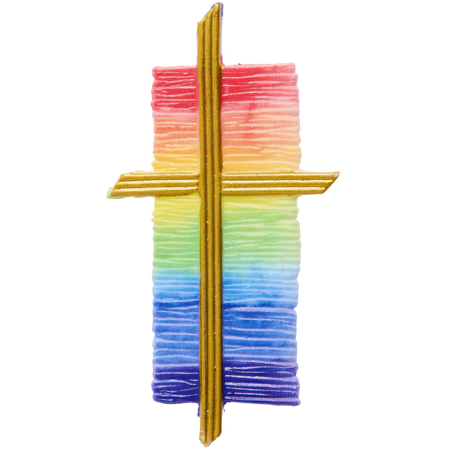 Wachsdekor Kreuz mit Regenbogenaquarell von Rico Design