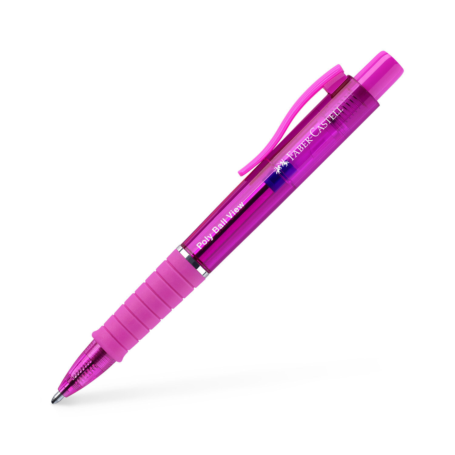 Kugelschreiber Poly Ball View Farbe Electric fuchsia von Faber-Castell 