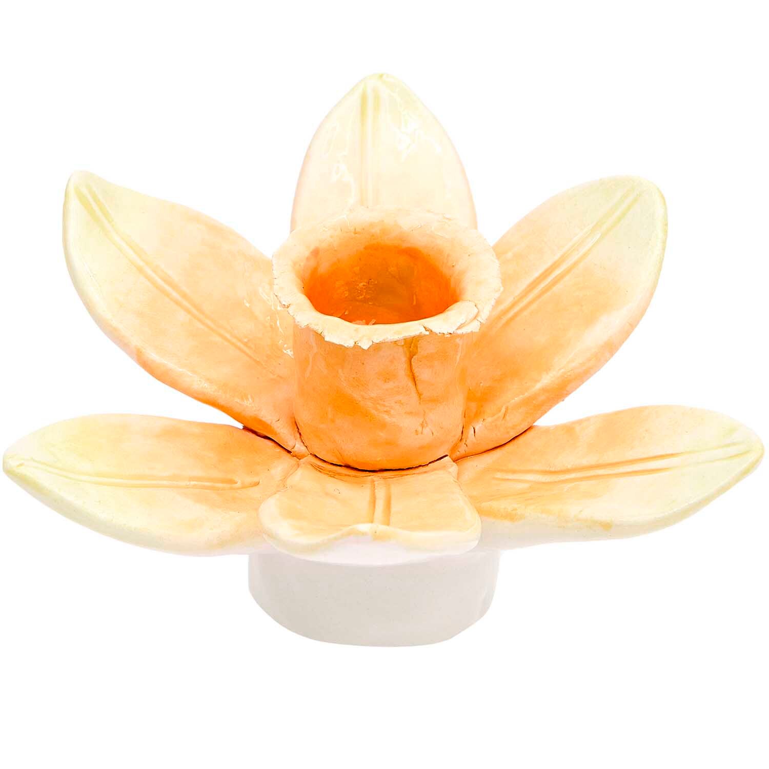 Keramik-Kerzenhalter Narzisse Ø12,5x7cm Größe 6x11,5x11,5cm von Rico Design