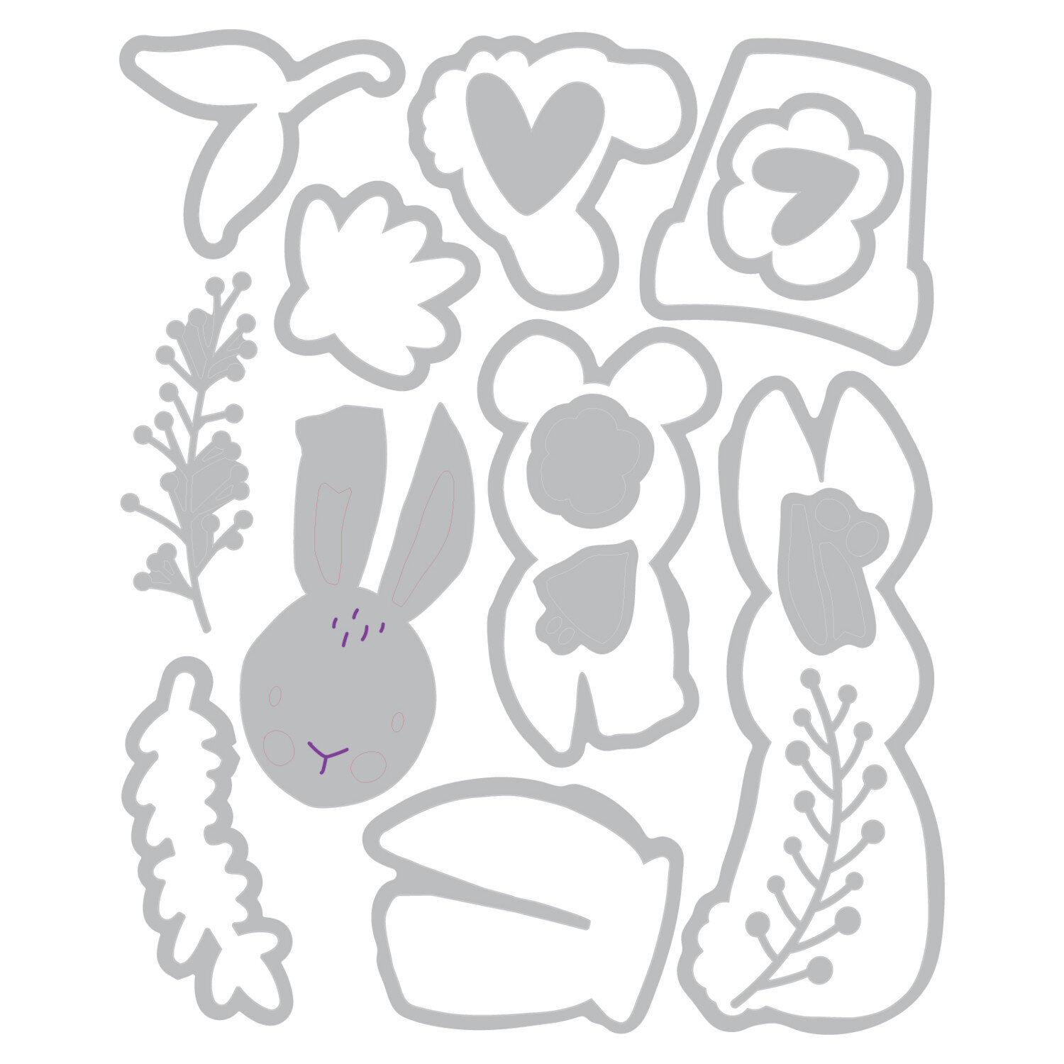 Thinlits Die Set Bunny Bits & Blooms #2 15PK von idee. Creativmarkt 