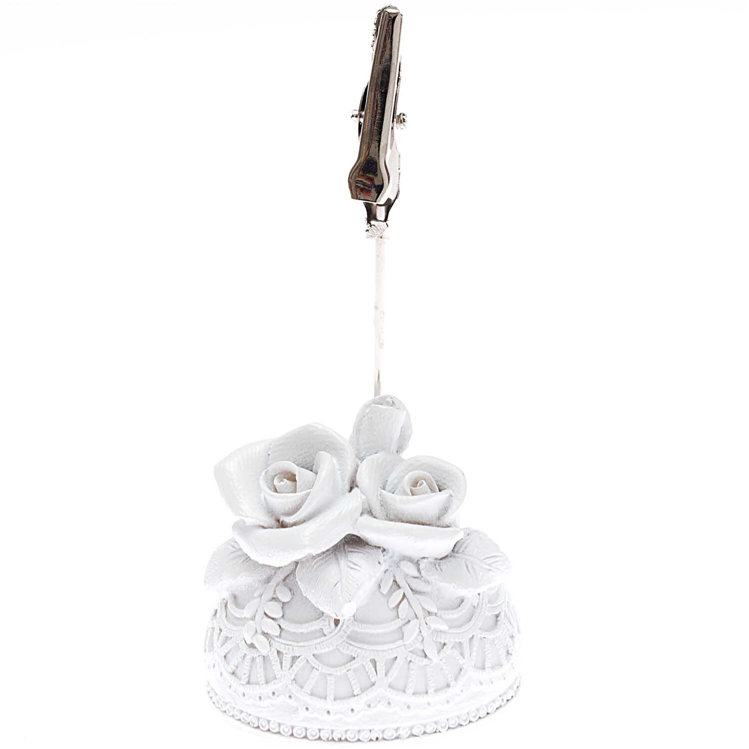 Kartenhalter Rose 9cm weiß