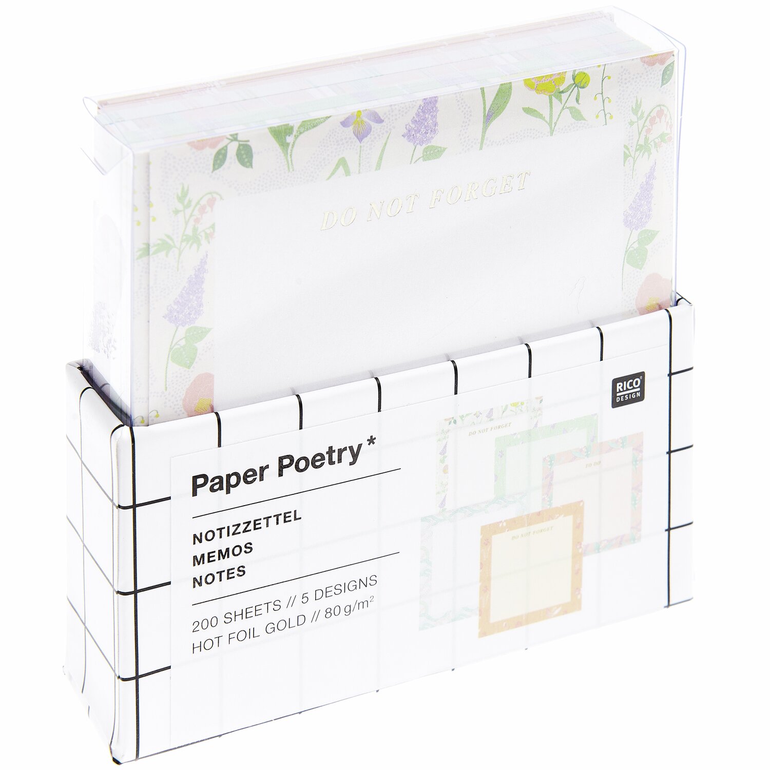 Paper Poetry Notizzettel-Box Flower Frames 200 Blatt 9x9cm von Rico Design