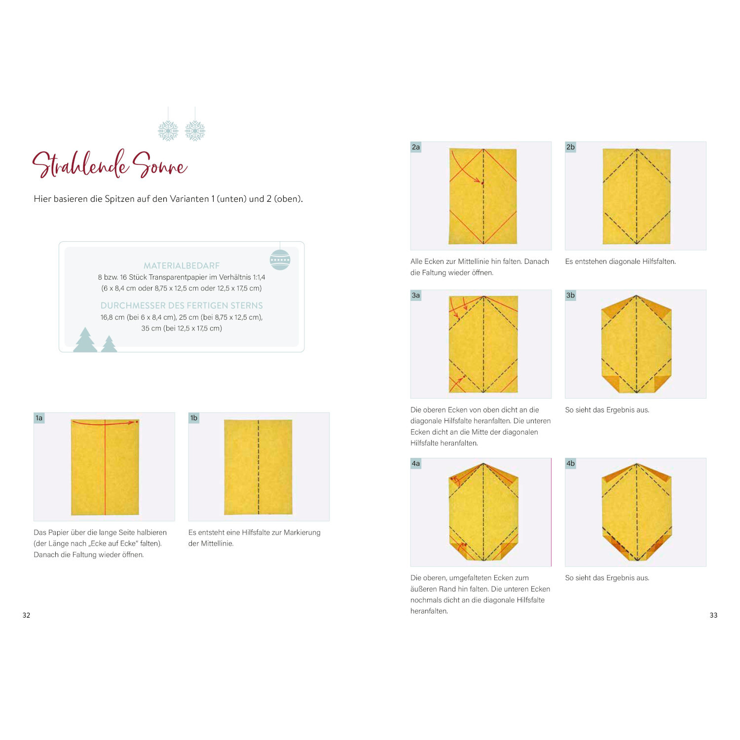 Weihnachtliche Fenstersterne falten: Anleitung zur Herstellung von Sternen aus gelbem Papier, Schritt für Schritt erklärt.