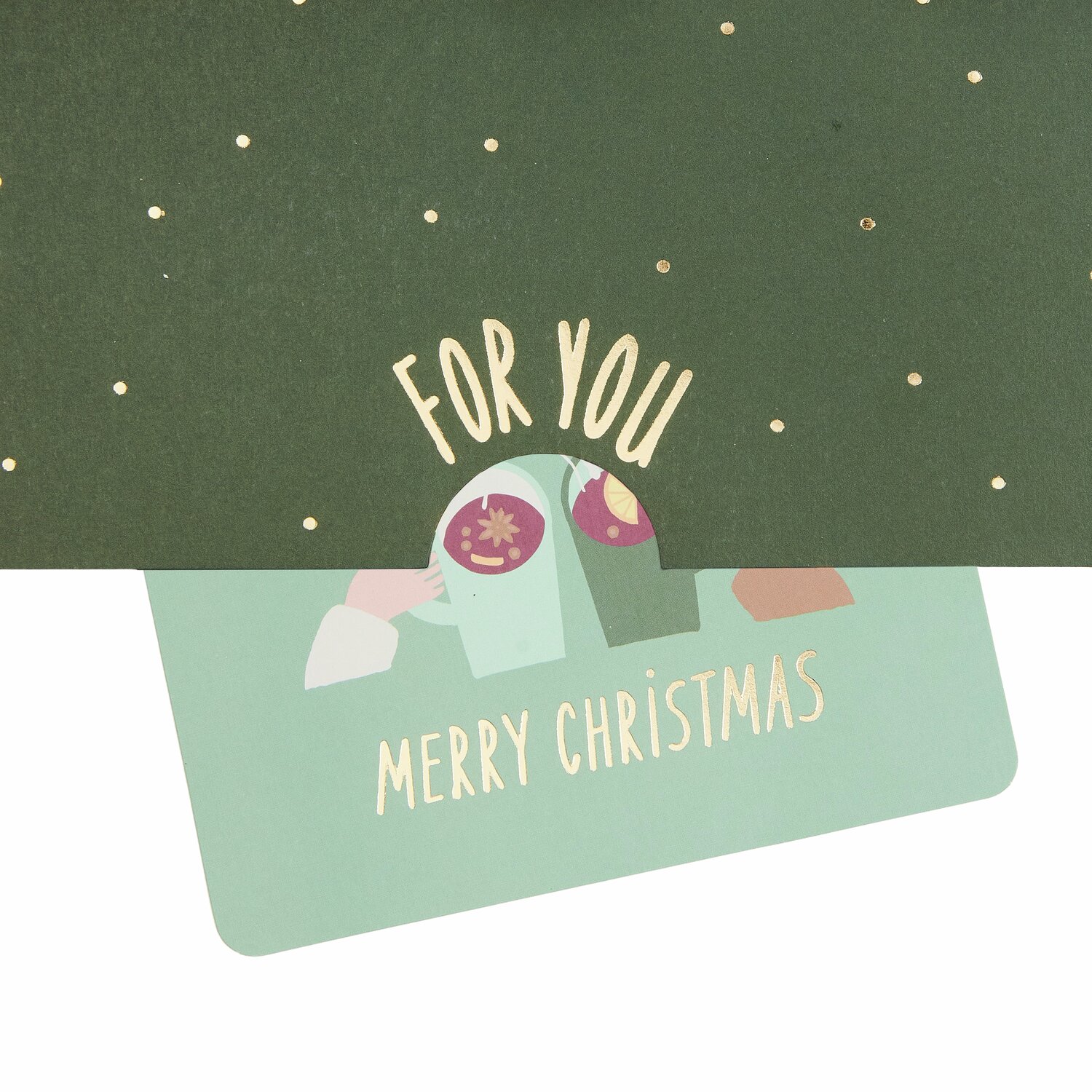 Pop-Up Karte Weihnachtsmarkt für Geldgeschenke A5 von Rico Design Pop-Up Karte Weihnachtsmarkt für Geldgeschenke, A5, mit grünem Hintergrund und goldenen Punkten.