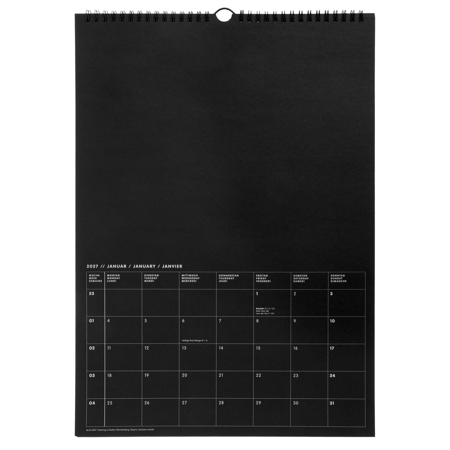 Paper Poetry Bastelkalender 2027, A3, Wandkalender von Rico Design mit schwarzem Deckblatt und Monatsübersicht zum individuellen kreativen Gestalten