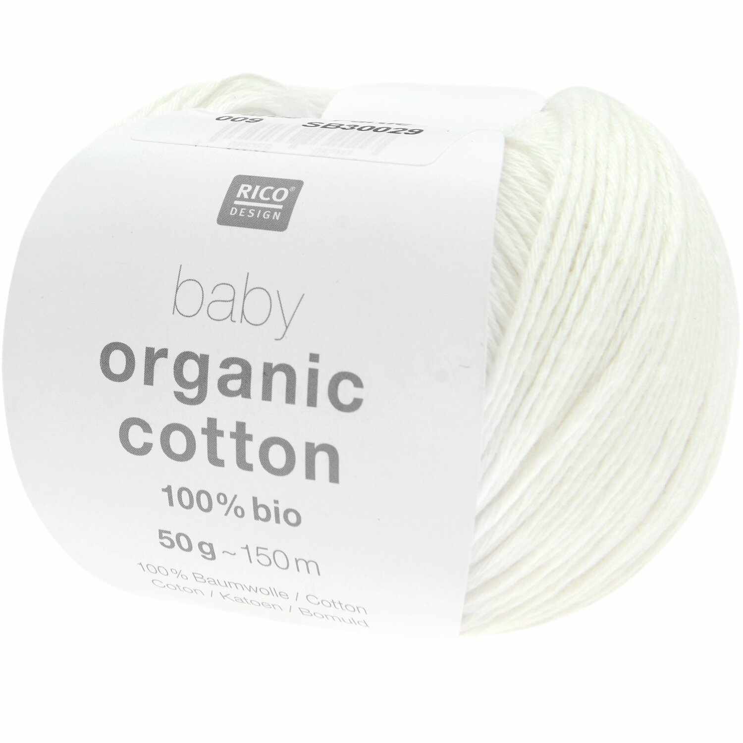 Baby Organic Cotton 50g 150m Farbe weiß von Rico Design Baby Organic Cotton: Weißes Garn von Rico Design, 100% Bio-Baumwolle, 50g, 150m Länge.
