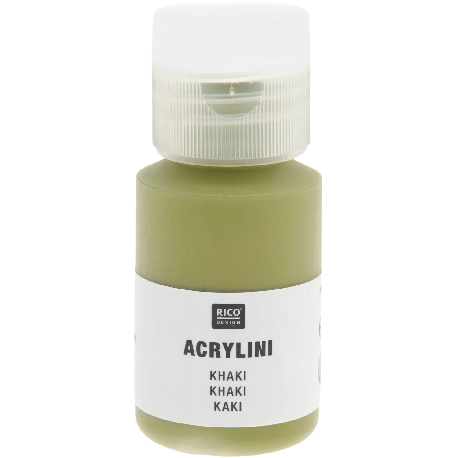 Acrylini Acrylfarbe in Khaki von Rico Design, 22ml Flasche, ideal für kreative Projekte.