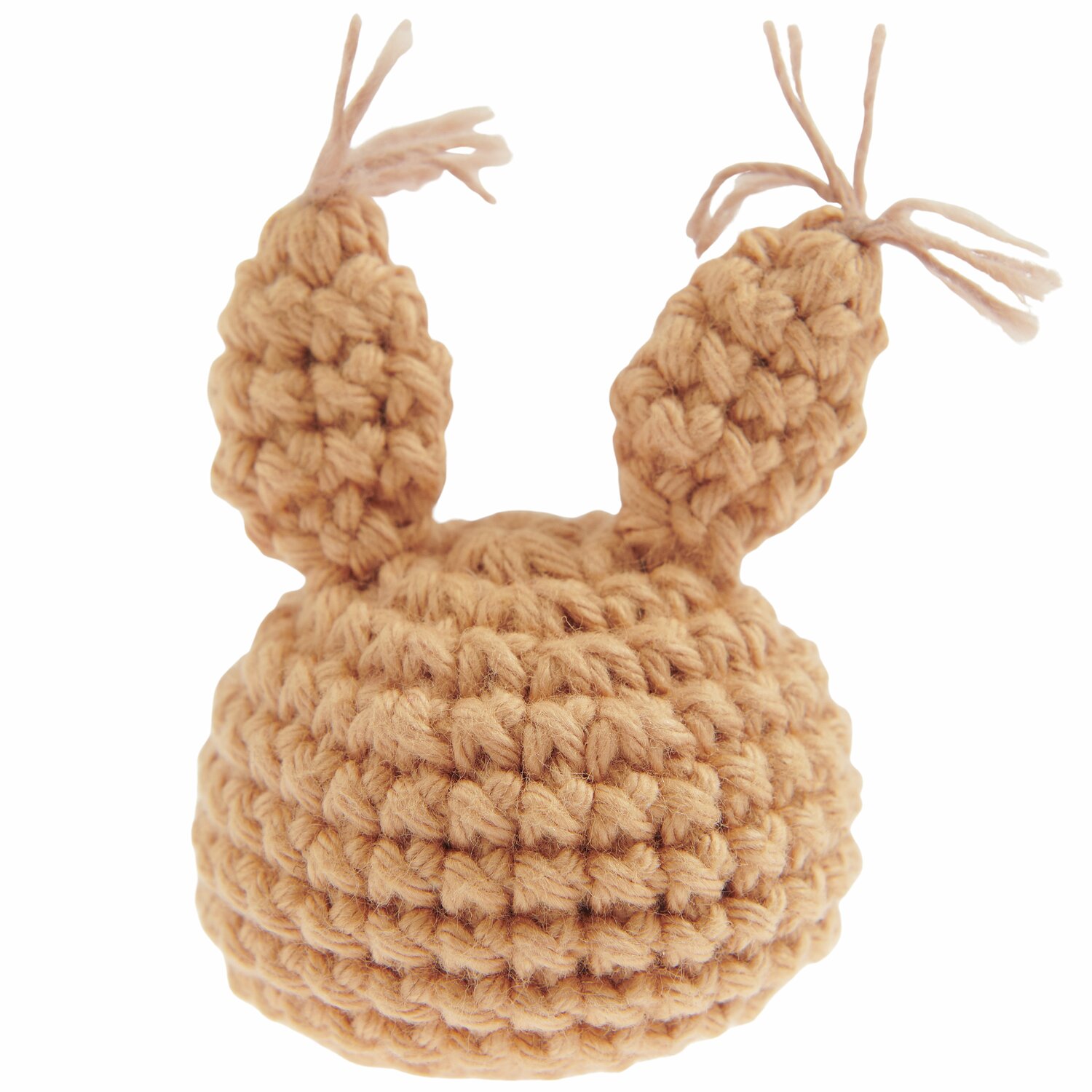 Ricorumi Häkelset Schlüsselanhänger - Chingu Animals: Beigefarbener, gehäkelter Tierkopf mit Ohren, ideal für kreative DIY-Projekte.