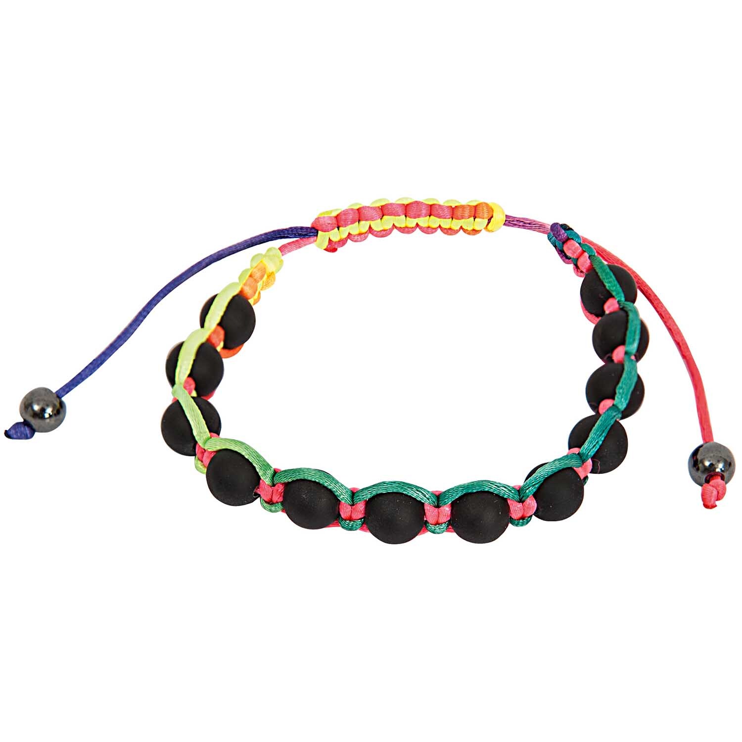 Makrameearmband schwarz-mehrfarbig 17-26cm